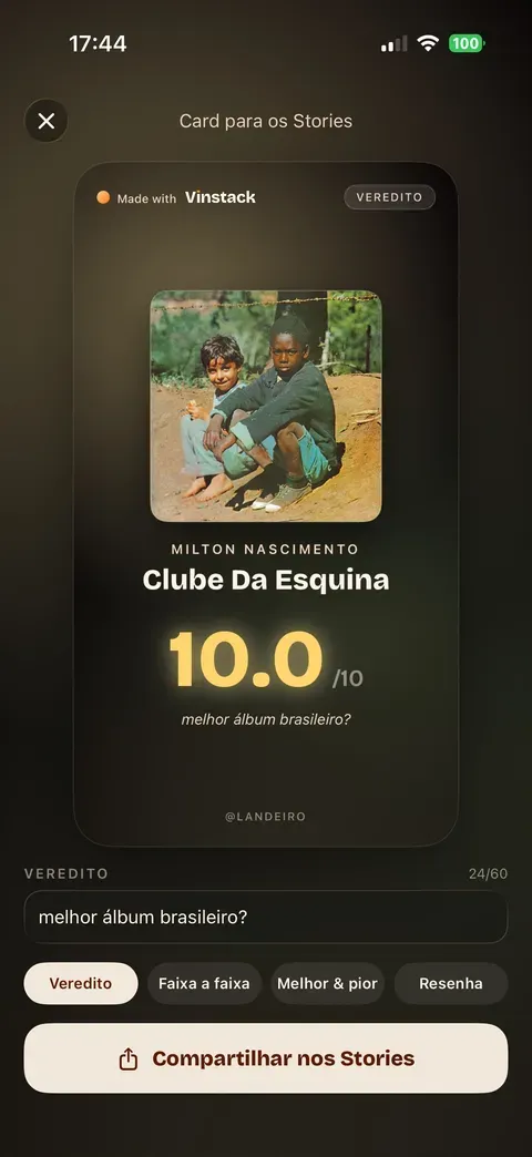 Card para os Stories